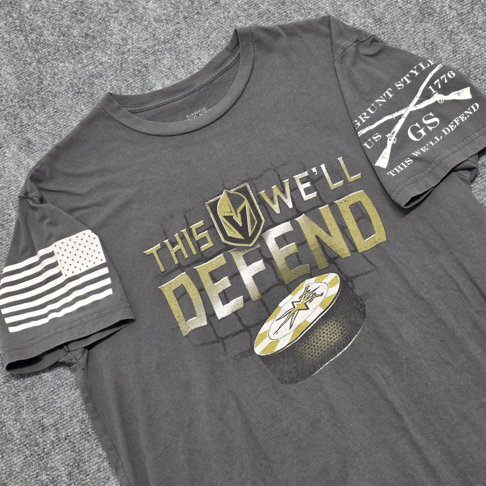 Grunt Style‎ Vegas Golden Knights Mens Large Gray This We'll Defend T-Shirt NHL